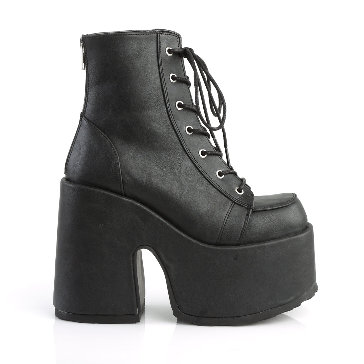 5" ChunkyHeel, 3" P/FLace-Up Ankle Boot, Metal Back Zip (Demonia CAM203/B)
