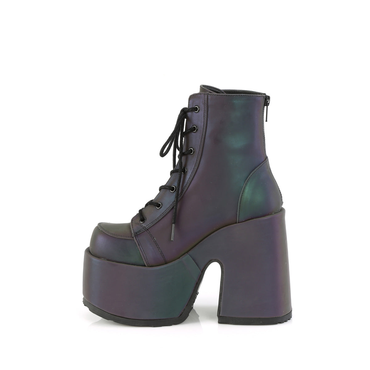 5" ChunkyHeel, 3" P/FLace-Up Ankle Boot, Metal Back Zip (Demonia CAM203/B)
