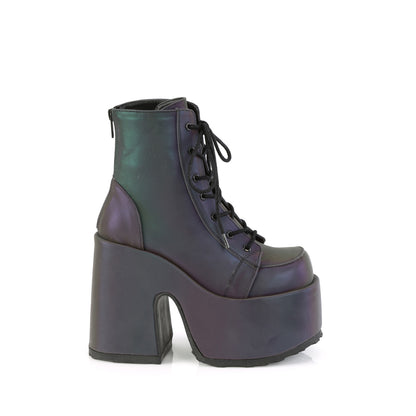 5" ChunkyHeel, 3" P/FLace-Up Ankle Boot, Metal Back Zip (Demonia CAM203/B)