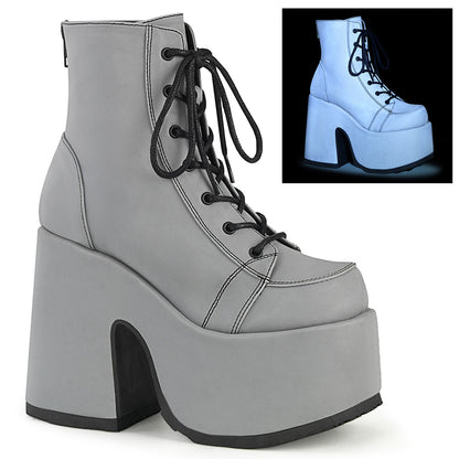 5" ChunkyHeel, 3" P/FLace-Up Ankle Boot, Metal Back Zip (Demonia CAM203/B)