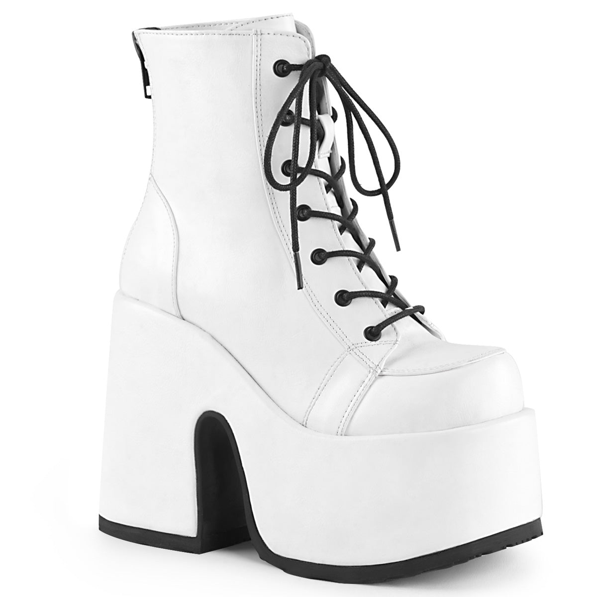 5" ChunkyHeel, 3" P/FLace-Up Ankle Boot, Metal Back Zip (Demonia CAM203/B)