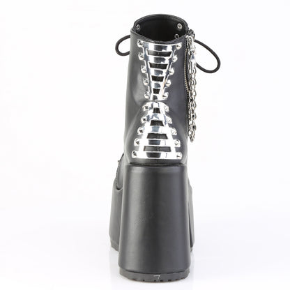 5" Chunky Heel, 3" P/F Lace-Up Ankle Boot, Outside Zip (Demonia CAM208/BVL)