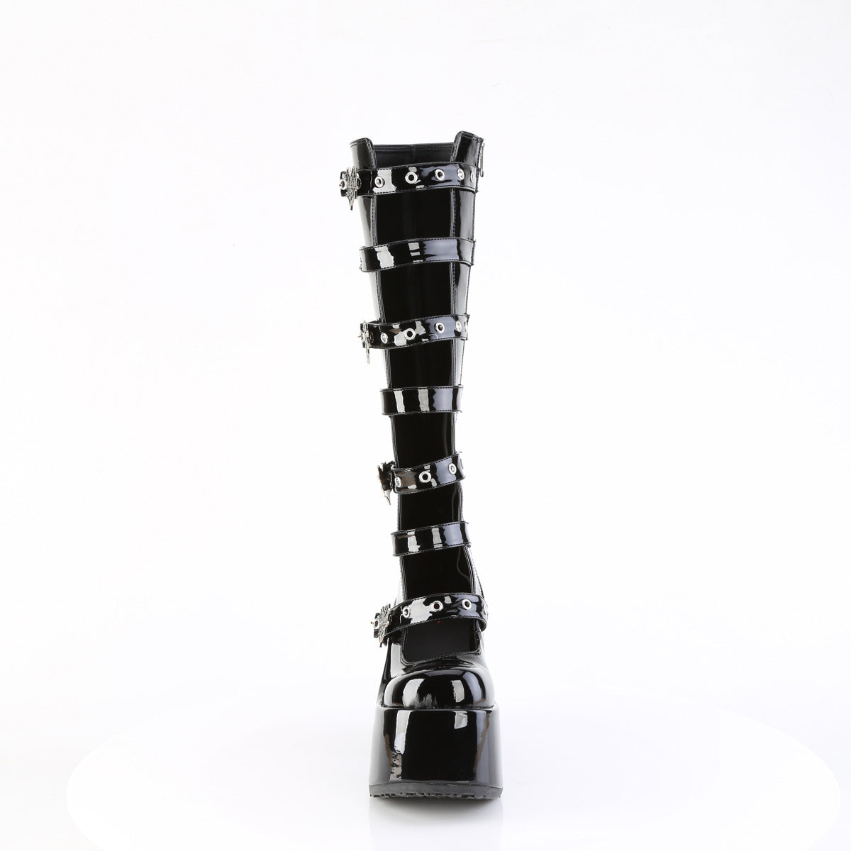 5" Chunky Heel, 3" P/F Open Front Knee High BT, Inside Zip (Demonia CAM223/B)