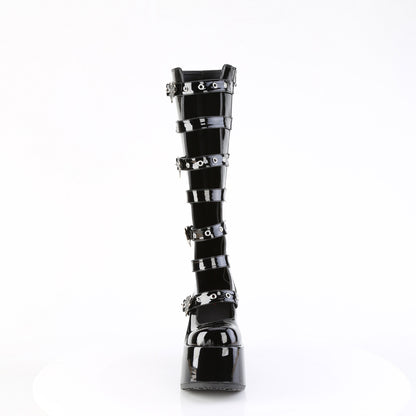 5" Chunky Heel, 3" P/F Open Front Knee High BT, Inside Zip (Demonia CAM223/B)