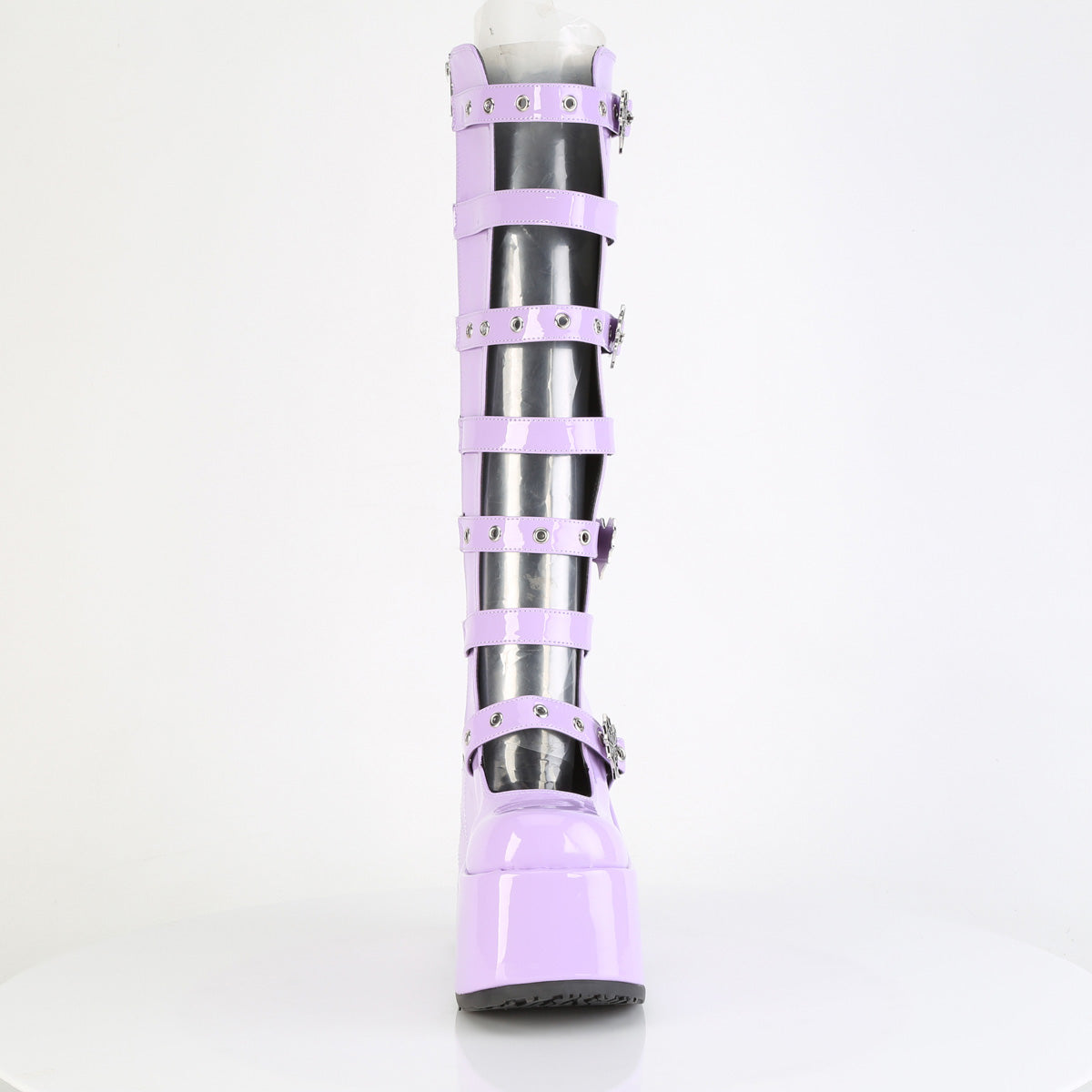 5" Chunky Heel, 3" P/F Open Front Knee High BT, Inside Zip (Demonia CAM223/B)