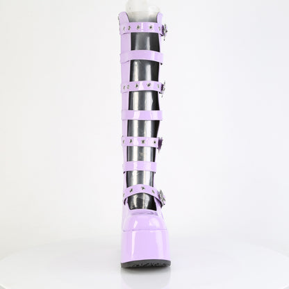 5" Chunky Heel, 3" P/F Open Front Knee High BT, Inside Zip (Demonia CAM223/B)