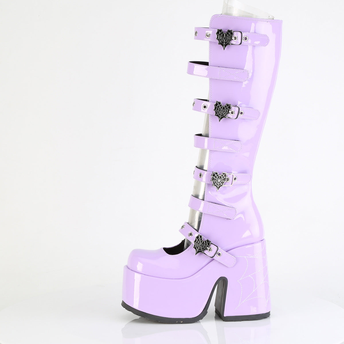 5" Chunky Heel, 3" P/F Open Front Knee High BT, Inside Zip (Demonia CAM223/B)