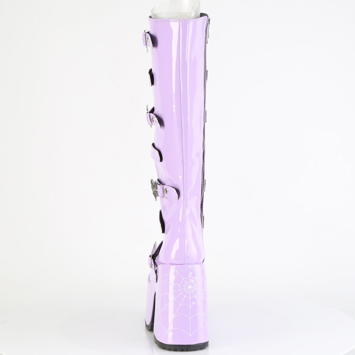 5" Chunky Heel, 3" P/F Open Front Knee High BT, Inside Zip (Demonia CAM223/B)