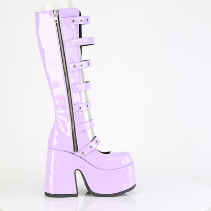 5" Chunky Heel, 3" P/F Open Front Knee High BT, Inside Zip (Demonia CAM223/B)