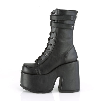5" Chunky Heel, 3" P/F Lace-Up Mid-Calf Boot, Back Zip (Demonia CAM250/BVL)