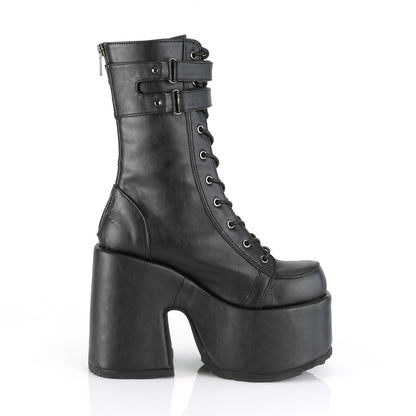 5" Chunky Heel, 3" P/F Lace-Up Mid-Calf Boot, Back Zip (Demonia CAM250/BVL)