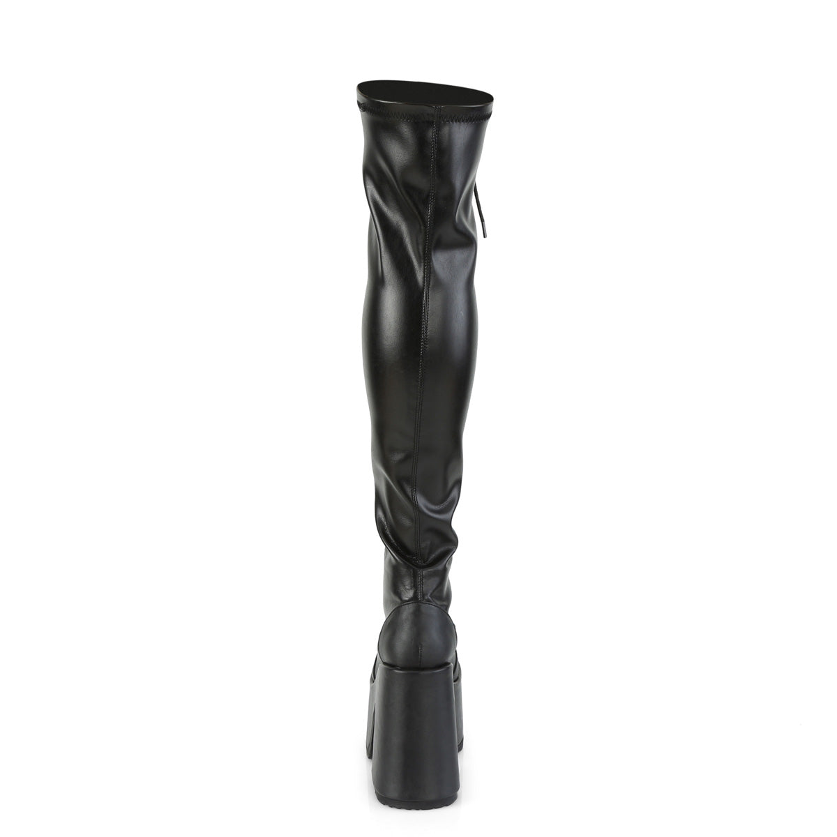 5" ChunkyHeel, 3" PF Thigh-High Lace-UpBoot,OutsideZip (Demonia CAM300/B)