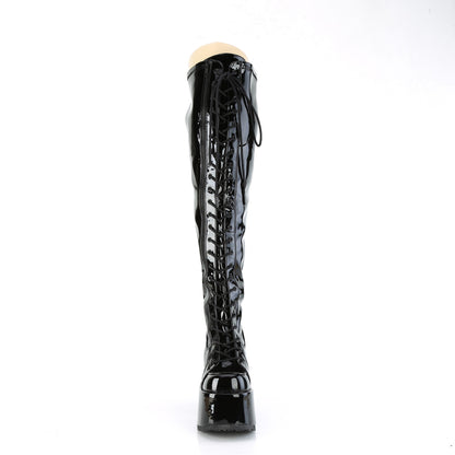 5" Chunky Heel, 3" PF Wide Calf Thigh-High Boot,Outside Zip (Demonia CAM300WC/B)
