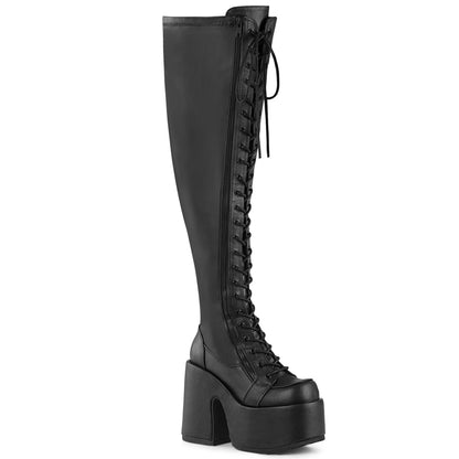 5" Chunky Heel, 3" PF Wide Calf Thigh-High Boot,Outside Zip (Demonia CAM300WC/B)