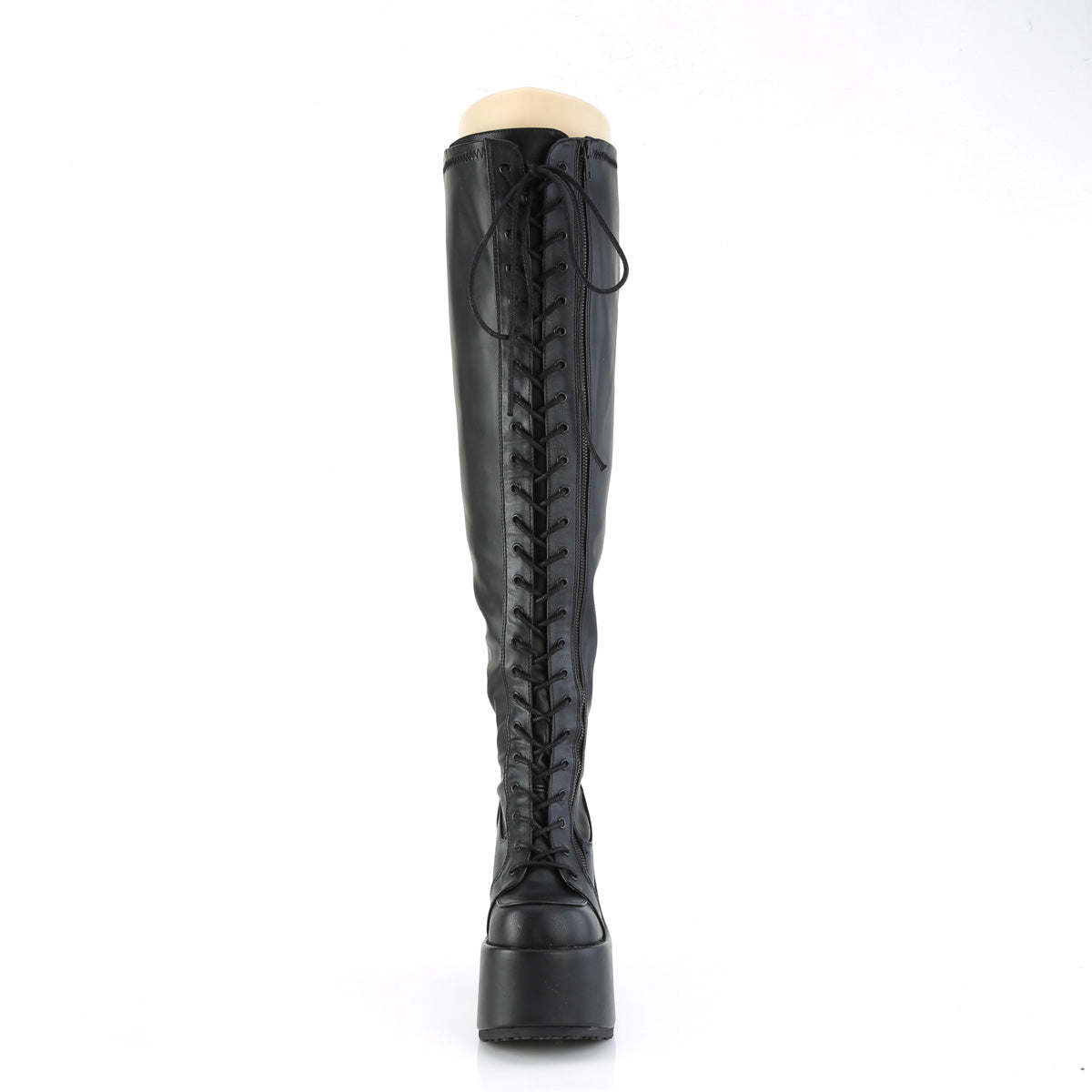 5" Chunky Heel, 3" PF Wide Calf Thigh-High Boot,Outside Zip (Demonia CAM300WC/B)