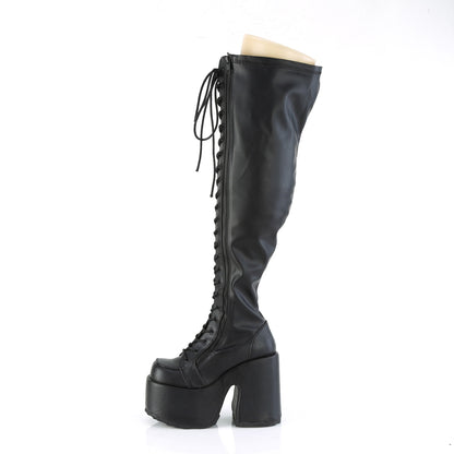 5" Chunky Heel, 3" PF Wide Calf Thigh-High Boot,Outside Zip (Demonia CAM300WC/B)