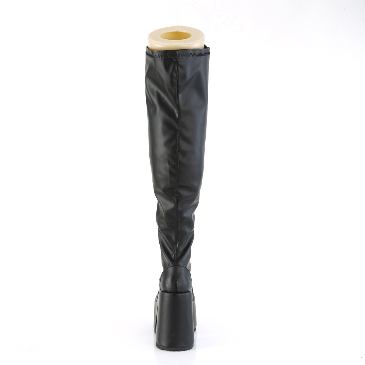 5" Chunky Heel, 3" PF Wide Calf Thigh-High Boot,Outside Zip (Demonia CAM300WC/B)