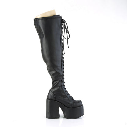 5" Chunky Heel, 3" PF Wide Calf Thigh-High Boot,Outside Zip (Demonia CAM300WC/B)