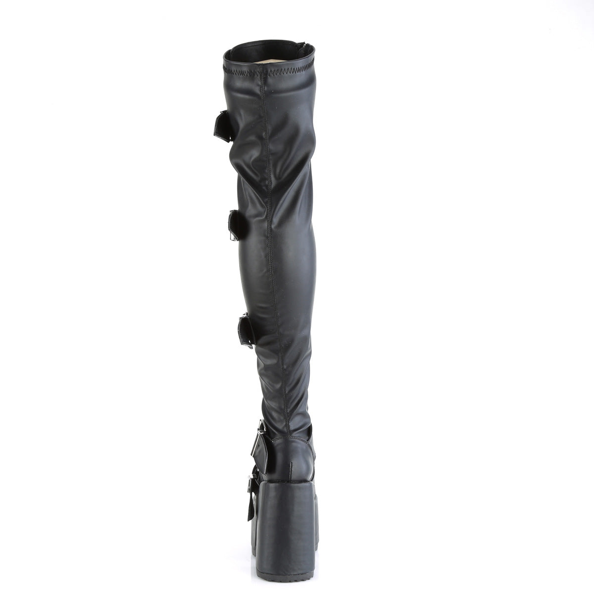 5" Chunky Heel, 3" PF Thigh-High Lace-Up Boot, Inside Zip (Demonia CAM305/BPHG)