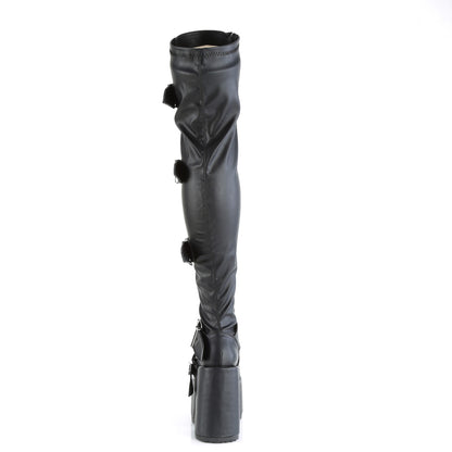 5" Chunky Heel, 3" PF Thigh-High Lace-Up Boot, Inside Zip (Demonia CAM305/BPHG)