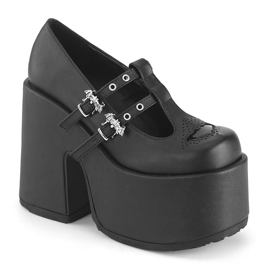 5" Chunky Heel, 3" Platform Eyelet Double T-Strap Maryjane (Demonia CAM55/BVL)