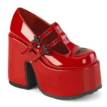 5" Chunky Heel, 3" Platform Eyelet Double T-Strap Maryjane (Demonia CAM55/BVL)