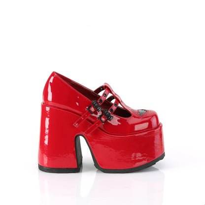 5" Chunky Heel, 3" Platform Eyelet Double T-Strap Maryjane (Demonia CAM55/BVL)
