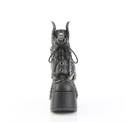 5" Chunky Heel, 3" PF, D-Ring Lace-Up Ankle Boot, Side Zip (Demonia CAM64/BVL)