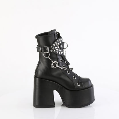 **5" Chunky Heel, 3" P/F Lace-Up Mid-Calf Boot, Back Zip (Demonia CAM65/B)