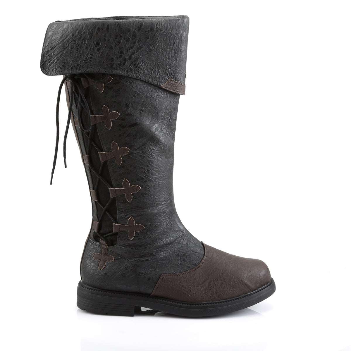 **1" Flat Heel Men's Knee High Pull-on Boot w/ Side Lace (Funtasma CAP110/B-BNPU)