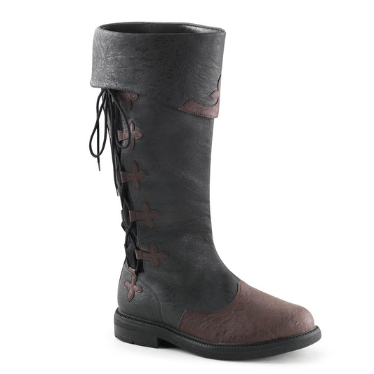 **1" Flat Heel Men's Knee High Pull-on Boot w/ Side Lace (Funtasma CAP110/B-BNPU)