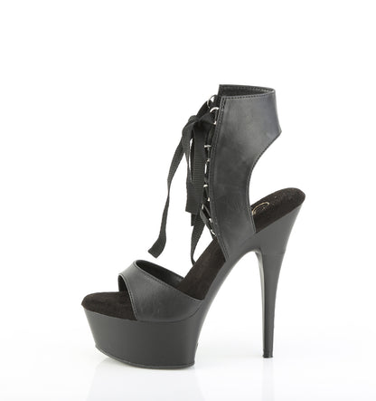 6" Heel, 1 3/4" PF Lace-Up Front Sandal w/ RS on Heel (Pleaser CAP600-14/BPU/M)