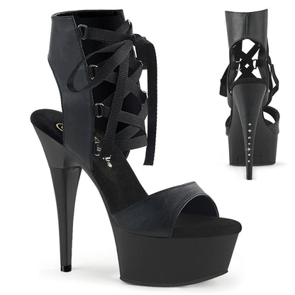 6" Heel, 1 3/4" PF Lace-Up Front Sandal w/ RS on Heel (Pleaser CAP600-14/BPU/M)