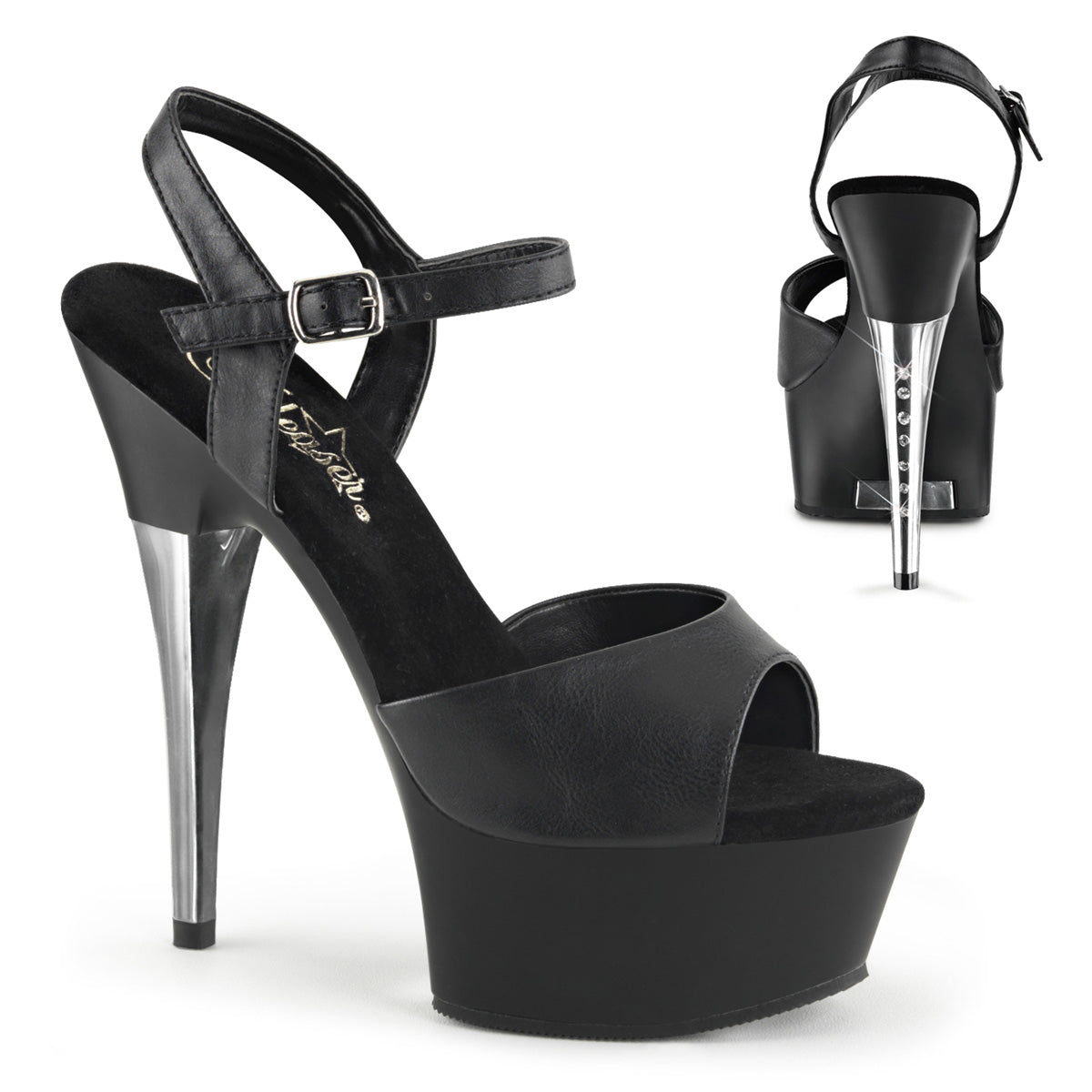 6" Ankle Strap PF Sandal W/RS On Heel (Pleaser CAP609/B/C)