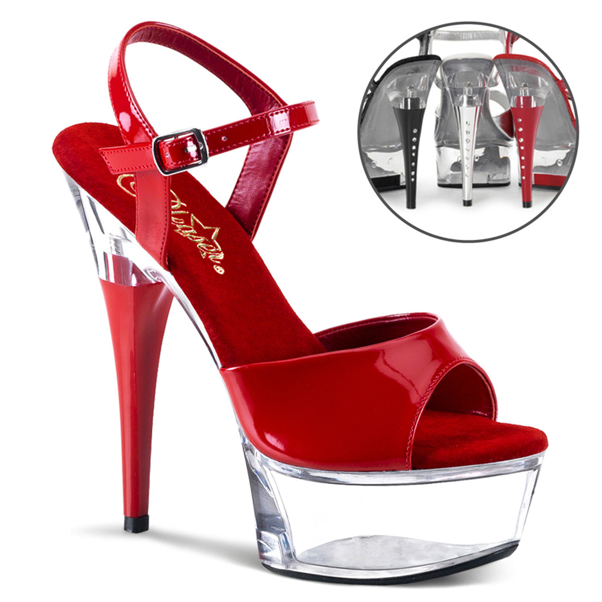 6" Ankle Strap PF Sandal W/RS On Heel (Pleaser CAP609/B/C)