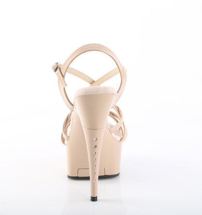 6" Heel, 1 3/4" PF Criss Cross Strap Sandal w/ RS on Heel (Pleaser CAP613/ND/M)