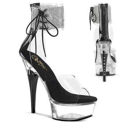 6" Heel, 1 3/4" PF RS Ankle Cuff Sandal, Back Zip (Pleaser CAP624RS/C/B)