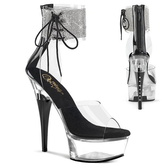 6" Heel, 1 3/4" PF RS Ankle Cuff Sandal, Back Zip (Pleaser CAP624RS/C/B)