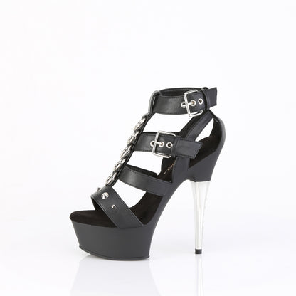 *6" Heel, 1 3/4" PF Strappy T-Strap Close Back Sandal (Pleaser CAP658/BPU/M)