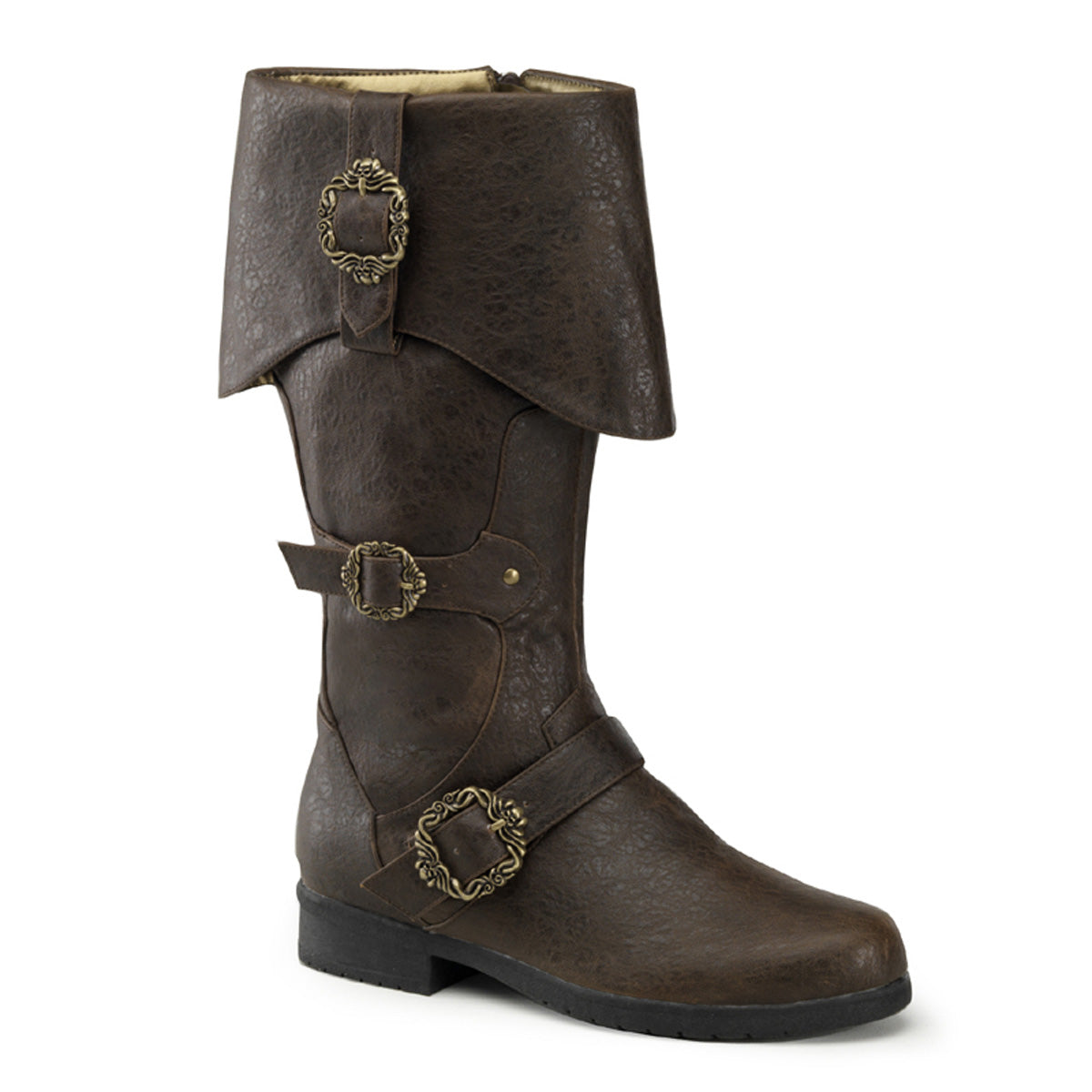 1 1/2" Heel, Cuffed Knee Boot W/ Octopus Buckles, Side Zip (Funtasma CARR299/BNPU)
