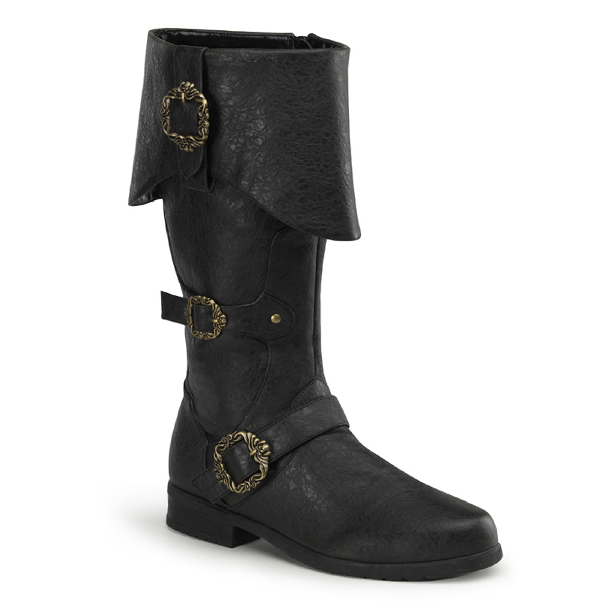 1 1/2" Heel, Cuffed Knee Boot W/ Octopus Buckles, Side Zip (Funtasma CARR299/BNPU)