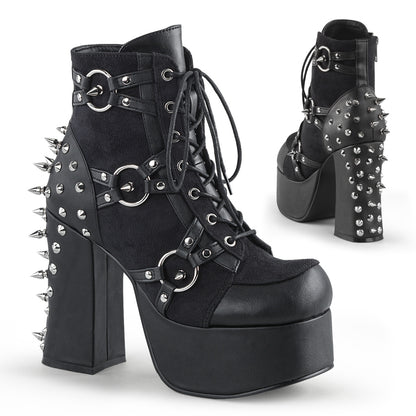 4 1/2" Heel, 2" PF Lace-Up Front Ankle Boot w/ Studs (Demonia CHA100/BVL-SUE)