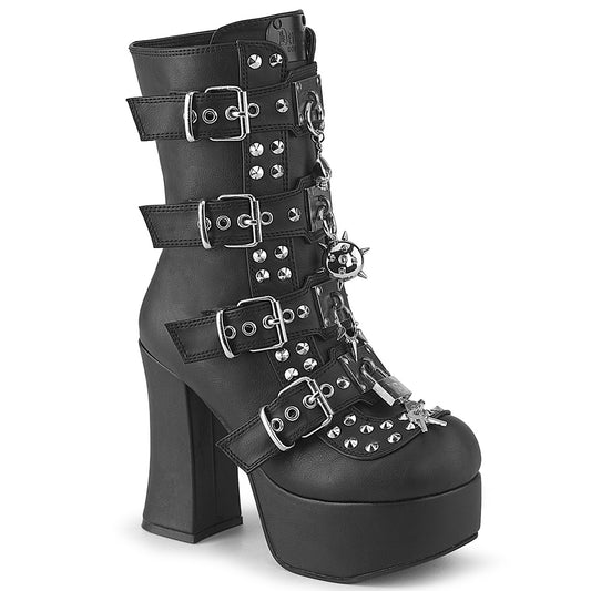 4 1/2" Heel, 2" PF Lace-Up Front Ankle Boot, Inside Zip (Demonia CHA118/BVL)
