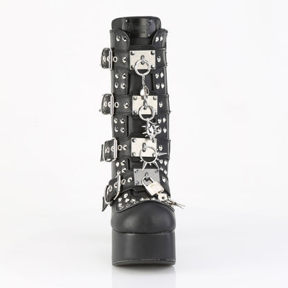 4 1/2" Heel, 2" PF Lace-Up Front Ankle Boot, Inside Zip (Demonia CHA118/BVL)