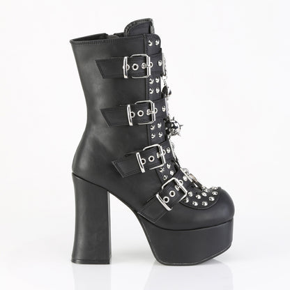 4 1/2" Heel, 2" PF Lace-Up Front Ankle Boot, Inside Zip (Demonia CHA118/BVL)