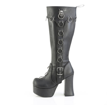 4 1/2" Heel, 2" PF Knee High Boot, Inside Zip (Demonia CHA211/BVL)