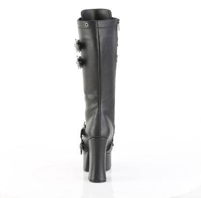 4 1/2" Heel, 2" PF Lace-Up Front Knee High Boot, Inside Zip (Demonia CHA230/BVL)