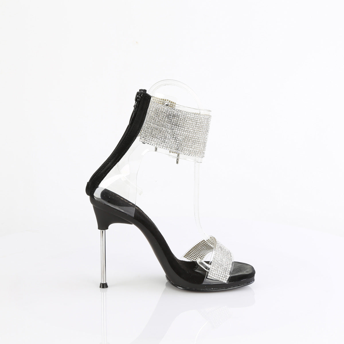 4 1/2" Heel, 1/4" PF Ankle Cuff Sandal w/RS, Back Zip (Fabulicious CHIC47/C-B/B)