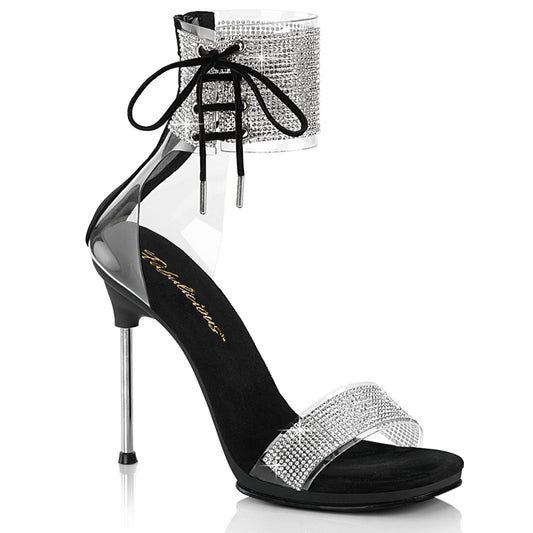 4 1/2" Heel, 1/4" PF Ankle Cuff Sandal w/RS, Back Zip (Fabulicious CHIC47/C-B/B)