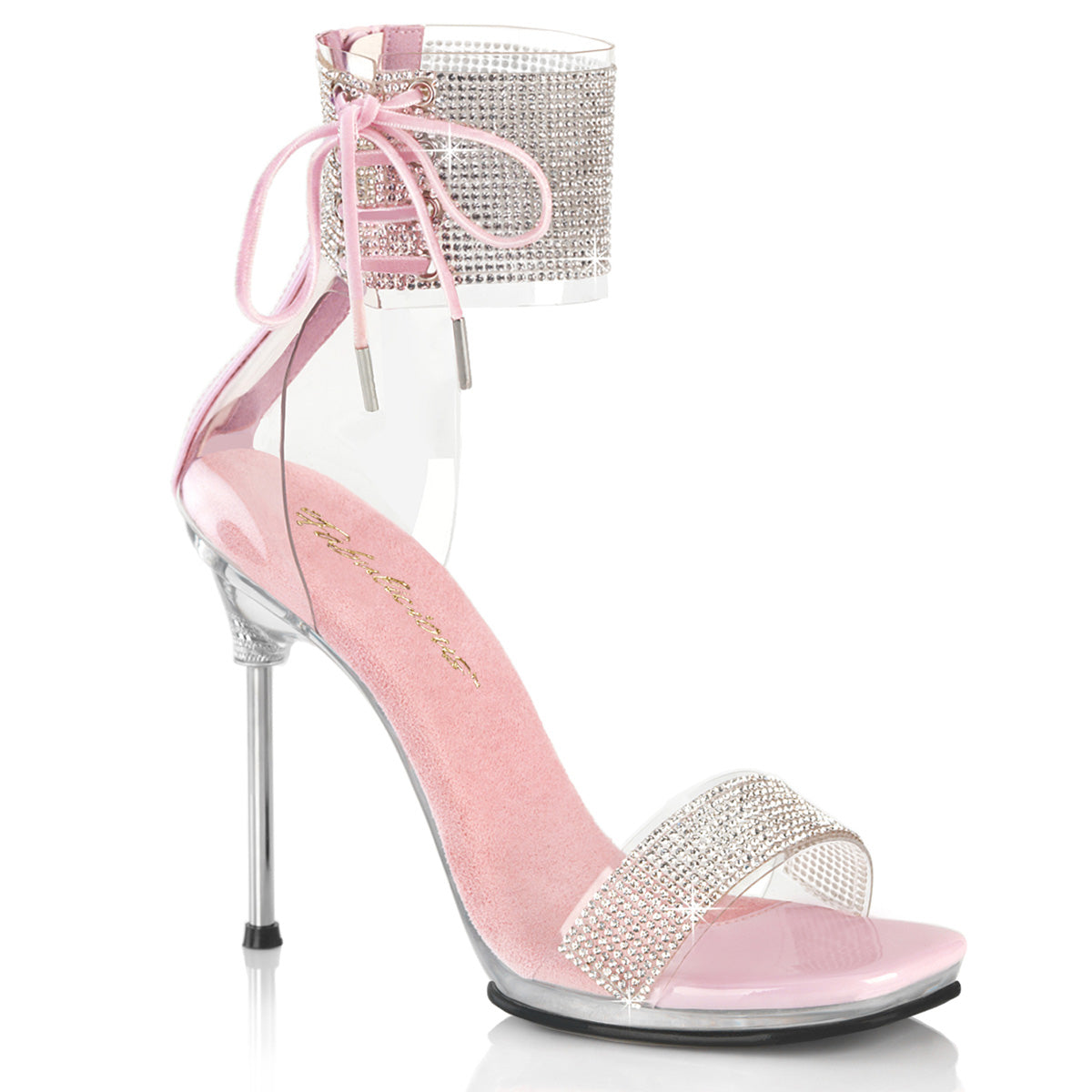 4 1/2" Heel, 1/4" PF Ankle Cuff Sandal w/RS, Back Zip (Fabulicious CHIC47/C-B/B)